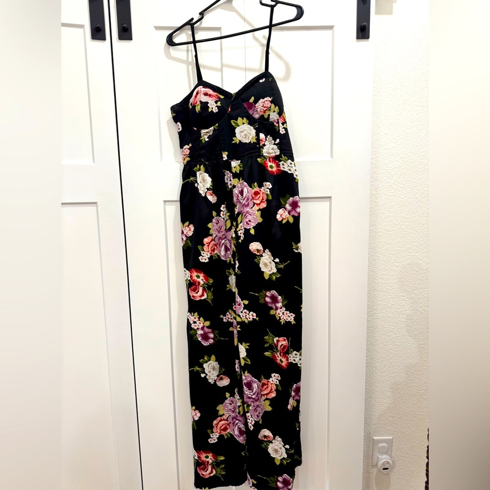 Black floral jumpsuit